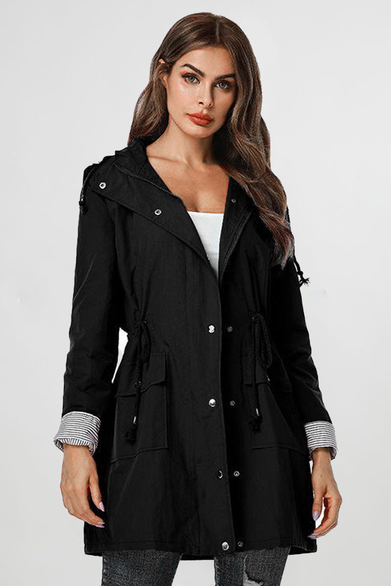 GESTREEPTE WINDJACK CARBONZWART